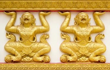 Hanuman wall art at public temple in Thailand