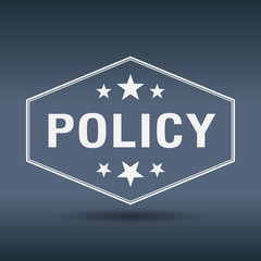 policy hexagonal white vintage retro style label