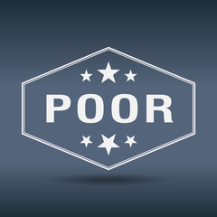 poor hexagonal white vintage retro style label