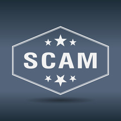 scam hexagonal white vintage retro style label