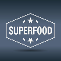 superfood hexagonal white vintage retro style label