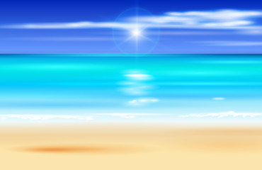 Azure ocean, blue sky, white sand - vector illustration