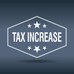 tax increase hexagonal white vintage retro style label