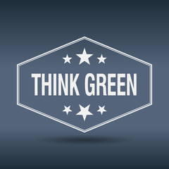 think green hexagonal white vintage retro style label