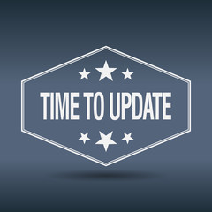time to update hexagonal white vintage retro style label