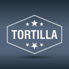 tortilla hexagonal white vintage retro style label