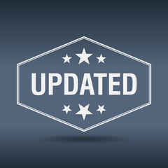 updated hexagonal white vintage retro style label