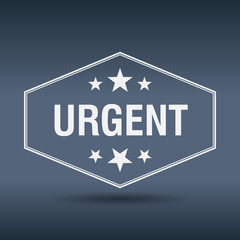 urgent hexagonal white vintage retro style label