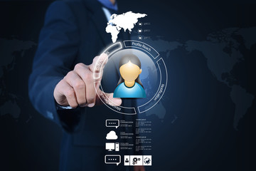 Man showing social network concept