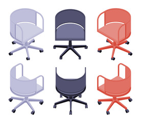 Isometric office colored chairs