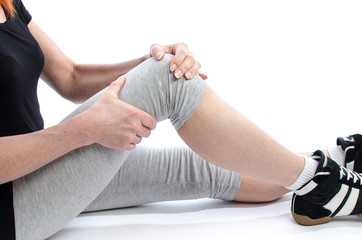 Naklejka premium Woman with knee pain