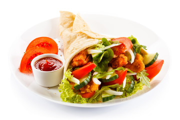 Kebab - grilled meat and vegetables 