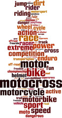 Obraz premium Motocross word cloud concept. Vector illustration