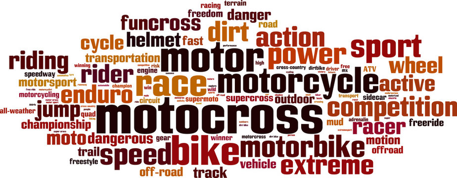 Motocross word cloud concept. Vector illustration