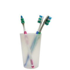 Toothbrushes in a toothbrush tumbler