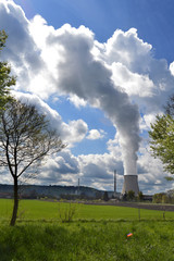 Nuclear Power Plant at Sunny Day