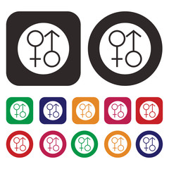 Male and female symbol icon / sex symbol icon