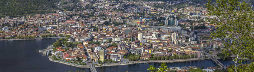 Panoramic view of Lecco city on Lake Como