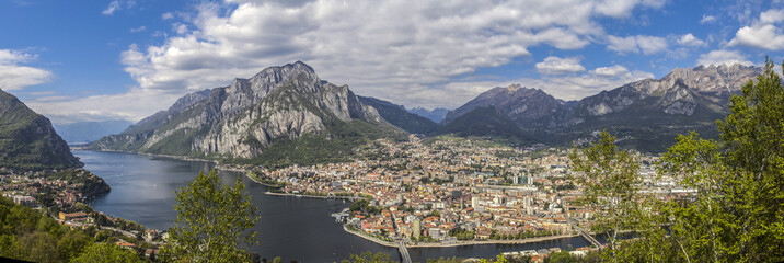 Panoramic view of Lecco city on Lake Como