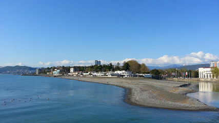 The river and the sea, seaside Sochi, Russia