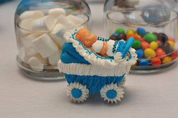 Pirozhnoe- little baby in the stroller blue