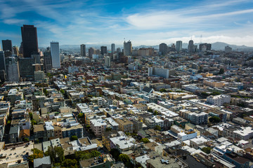 Fototapeta premium View of the skyline, from Coit Tower in San Francisco, Californi