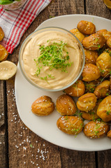 Pretzel rolls with cheese dip