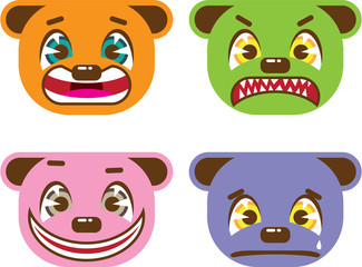 Asian style bear faces vector