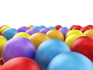 Multi color balls on white background 