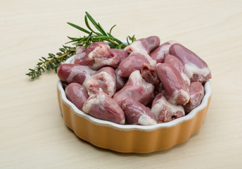 Raw chicken hearts