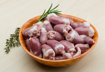 Raw chicken hearts