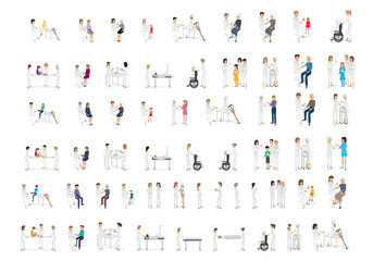 Medical Staff And Patients Different Situations - Isolated On Background - Vector Illustration, Graphic Design Editable For Your Design