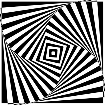 Black and White Optical Illusion Vector Illustration.