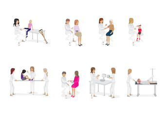 Fototapeta premium Medical Staff And Patients Different Situations - Isolated On Background - Vector Illustration, Graphic Design Editable For Your Design