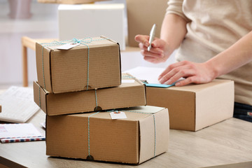 Woman working in post office