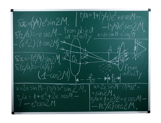 Maths formulas on chalkboard background