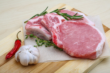 Raw pork steak