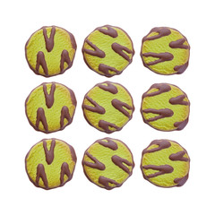 Chocolate and Macha green tea cookie isolated on white 