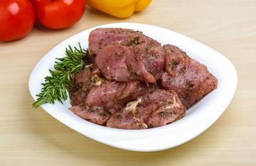 Raw marinated meat for bbq