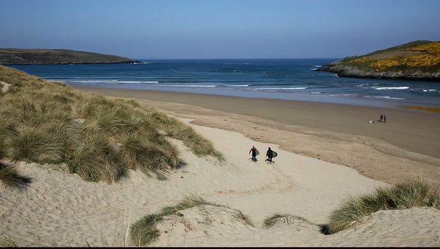 Crantock surfing beach North Cornwall England UK 
