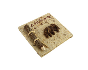 Notebook made from mulberry paper on white background.