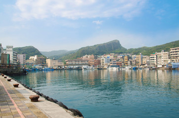 Panorama of Yehliu Fishing Harbor in the City Wanli,Taiwan