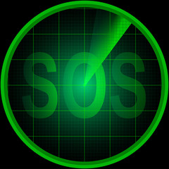 Radar screen with the word SOS