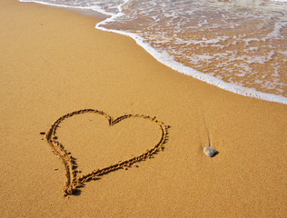 Heart on beach.