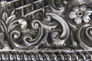 Antique Silver powder  box detail