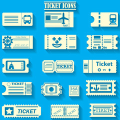 yellowr color ticket icons on bluebackground