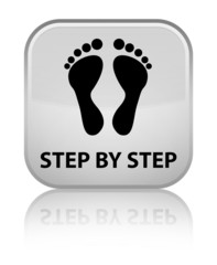 Obraz premium Step by step (footprint icon) white square button