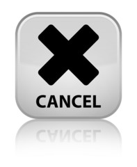 Obraz premium Cancel white square button