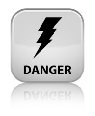 Danger (electricity icon) white square button