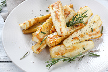 baked parsnips piece on plate